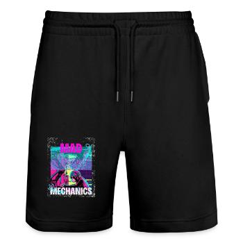 Mad Mechanics – Neon Monkey Garage Art - Stanley/Stella Trainer Unisex Organic Jogging Shorts - black - Front - Nik (191cm) & Marisol (170cm)