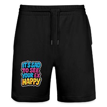 Colorful Sad to Happy Ex Meme Design - Stanley/Stella Trainer Unisex Organic Jogging Shorts - black - Front - Nik (191cm) & Marisol (170cm)