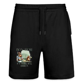 Boy Mom – If It Moves, He'll Chase It - Stanley/Stella Trainer Unisex Organic Jogging Shorts - black - Front - Nik (191cm) & Marisol (170cm)