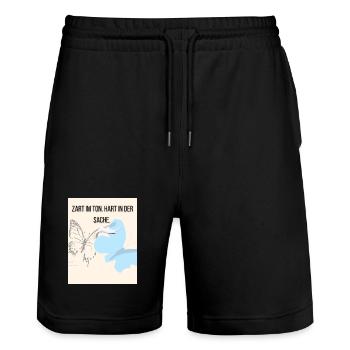 Sanfte Empathie mit Schmetterling und Storch - Stanley/Stella Unisex Bio Joggingshorts Trainer  - Schwarz - Vorne - Nik (191cm) & Marisol (170cm)