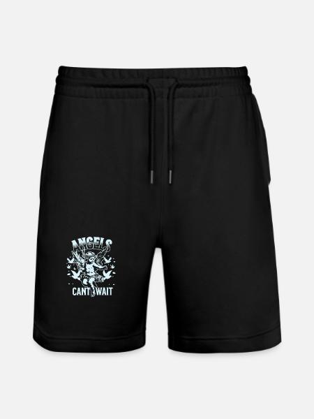 Angel T-Shirt Unisex Angels Can't Wait VintageTee - Stanley/Stella Trainer Unisex Organic Jogging Shorts - black