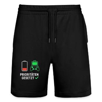 Gaming Motivation Design for Fans - Stanley/Stella Trainer Unisex Organic Jogging Shorts - black - Front - Nik (191cm) & Marisol (170cm)