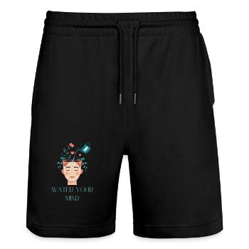 Kreatives Mentale Wasserpflege Design - Stanley/Stella Unisex Bio Joggingshorts Trainer  - Schwarz - Vorne - Nik (191cm) & Marisol (170cm)