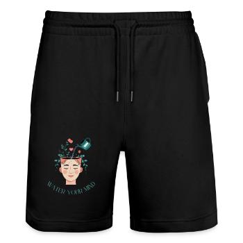 Bewusstseinspflege water your mind - Short de jogging bio TRAINER Stanley/Stella unisexe - noir - Devant - Nik (191cm) & Marisol (170cm)