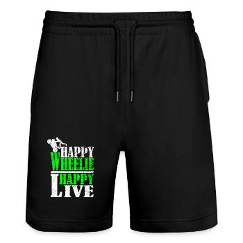 Wheelie Motif - Stanley/Stella Trainer Unisex Organic Jogging Shorts - black - Front - Nik (191cm) & Marisol (170cm)