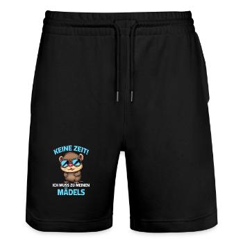 Keine Zeit ich muss zu meinen Mädels - Otter  - Stanley/Stella Unisex Bio Joggingshorts Trainer  - Schwarz - Vorne - Nik (191cm) & Marisol (170cm)