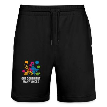 Vielfalt der Stimmen in Europa Languages - Stanley/Stella Unisex Bio Joggingshorts Trainer  - Schwarz - Vorne - Nik (191cm) & Marisol (170cm)