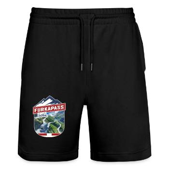 Sticker_CH_Furka - Stanley/Stella Trainer Unisex Organic Jogging Shorts - black - Front - Nik (191cm) & Marisol (170cm)