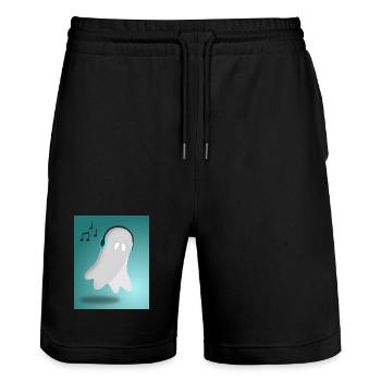 Geist mit Kopfhörern - Stanley/Stella Unisex Bio Joggingshorts Trainer  - Schwarz - Vorne - Nik (191cm) & Marisol (170cm)