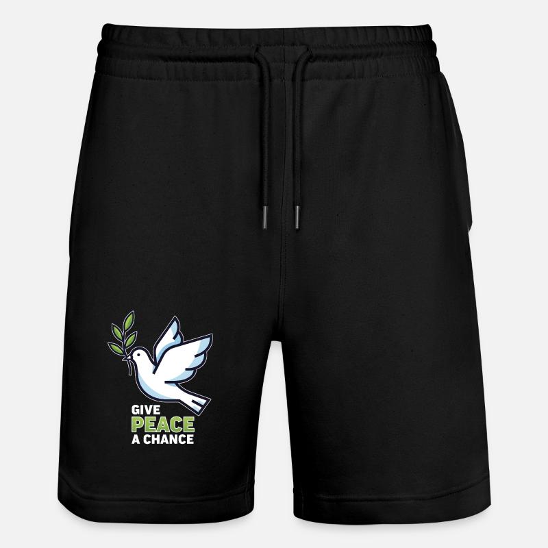 Friedenstaube Give Peace a Chance  - Antikrieg  - Stanley/Stella Unisex Bio Joggingshorts Trainer  - Schwarz