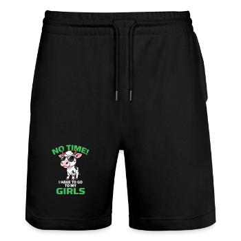 Cow Farmer Sayings Farm Agriculture Cattle - Stanley/Stella Trainer Unisex Organic Jogging Shorts - black - Front - Nik (191cm) & Marisol (170cm)