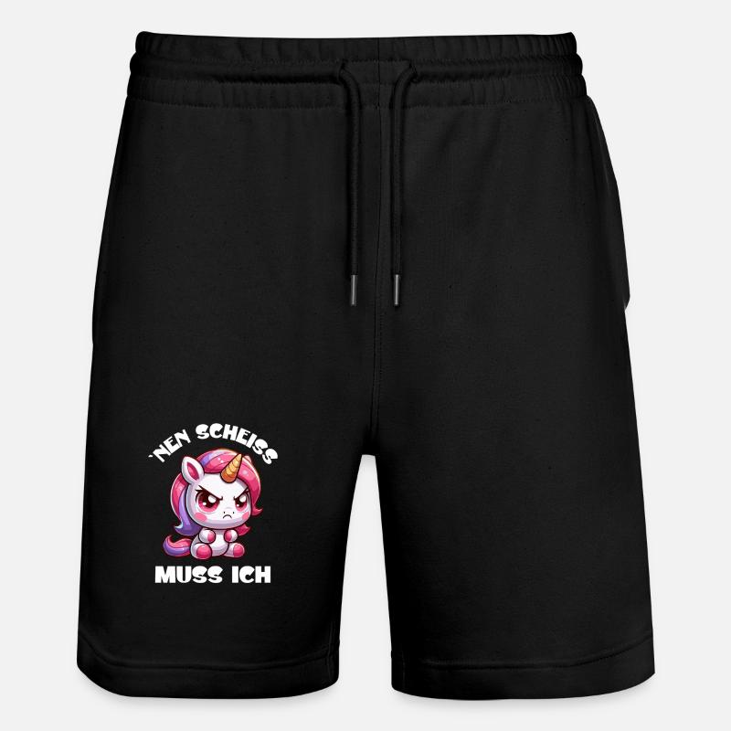 Wütendes Einhorn Chibi Motiv - Stanley/Stella Unisex Bio Joggingshorts Trainer  - Schwarz