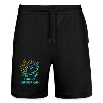 Heureux Hanoukka Pigeon Colombe de la Paix Néon - Short de jogging bio TRAINER Stanley/Stella unisexe - noir - Devant - Nik (191cm) & Marisol (170cm)