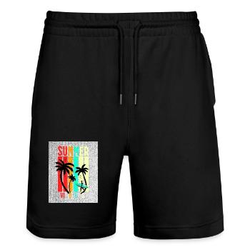 Summer Vibez - Stanley/Stella Unisex Bio Joggingshorts Trainer  - Schwarz - Vorne - Nik (191cm) & Marisol (170cm)
