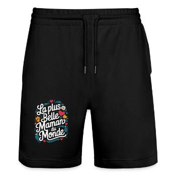 La plus belle Maman du Monde - Short de jogging bio TRAINER Stanley/Stella unisexe - noir - Devant - Nik (191cm) & Marisol (170cm)