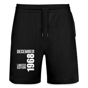 Retro Birthday Gift - December 1968 - Stanley/Stella Trainer Unisex Organic Jogging Shorts - black - Front - Nik (191cm) & Marisol (170cm)