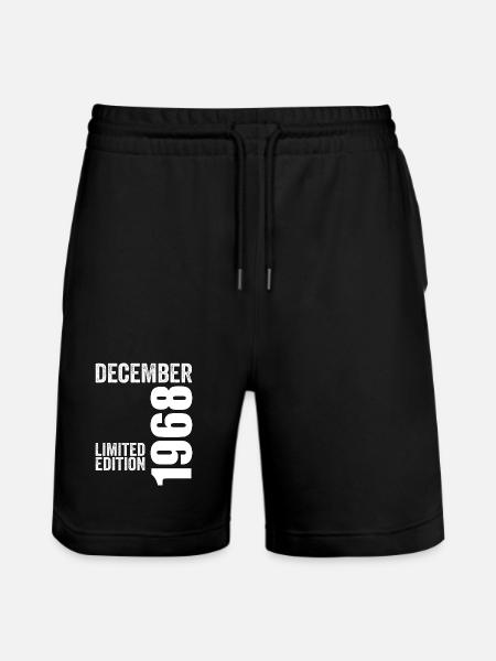 Retro Birthday Gift - December 1968 - Stanley/Stella Trainer Unisex Organic Jogging Shorts - black