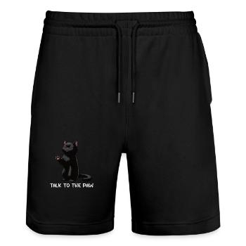 Parler à la patte chat chats chat noir minou - Short de jogging bio TRAINER Stanley/Stella unisexe - noir - Devant - Nik (191cm) & Marisol (170cm)