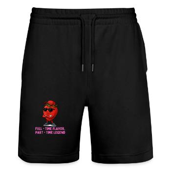 Erdbeere mit Stil Vollzeit Legende - Stanley/Stella Unisex Bio Joggingshorts Trainer  - Schwarz - Vorne - Nik (191cm) & Marisol (170cm)
