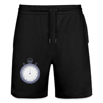 Stoppuhr - Stanley/Stella Unisex Bio Joggingshorts Trainer  - Schwarz - Vorne - Nik (191cm) & Marisol (170cm)