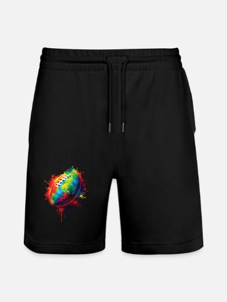 Rugby Ball - Colorful Sports Design for Fans - Stanley/Stella Trainer Unisex Organic Jogging Shorts - black