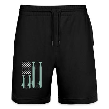 July 8 Submarine Marine USA Submarine Veteran - Stanley/Stella Trainer Unisex Organic Jogging Shorts - black - Front - Nik (191cm) & Marisol (170cm)