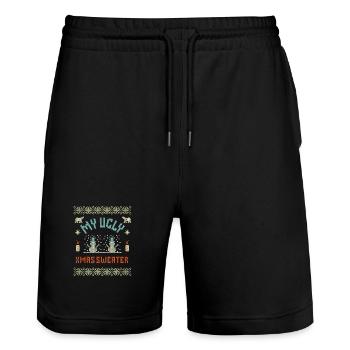 My Ugly Xmas Sweater – Lustiges Pixel-Weihnachtsde - Stanley/Stella Unisex Bio Joggingshorts Trainer  - Schwarz - Vorne - Nik (191cm) & Marisol (170cm)