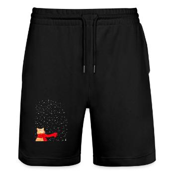 Tabby loves Snow - Stanley/Stella Trainer Unisex Organic Jogging Shorts - black - Front - Nik (191cm) & Marisol (170cm)