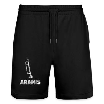 Aramis as a brass band - Stanley/Stella Trainer Unisex Organic Jogging Shorts - black - Front - Nik (191cm) & Marisol (170cm)