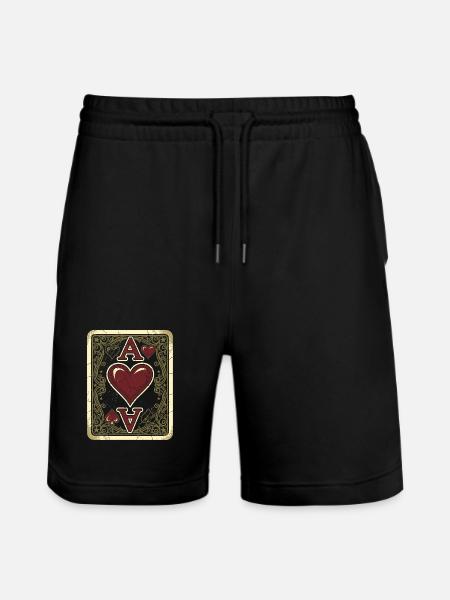 Herz As Vintage Spielkarte Karneval Kostüm Lustig - Stanley/Stella Unisex Bio Joggingshorts Trainer  - Schwarz