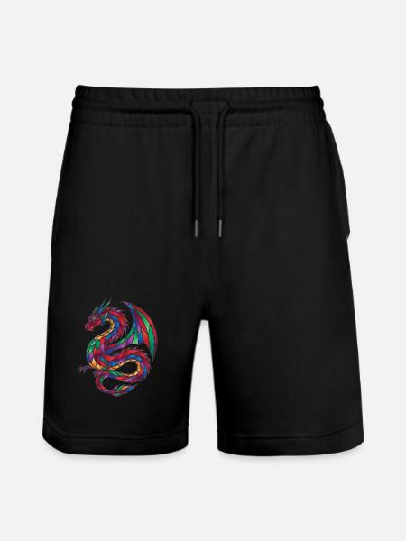 Buntglas-Drachen-Mosaik-Fantasie - Stanley/Stella Unisex Bio Joggingshorts Trainer - Schwarz