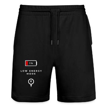 Niedrigenergie Modus Grafik - Stanley/Stella Unisex Bio Joggingshorts Trainer  - Schwarz - Vorne - Nik (191cm) & Marisol (170cm)