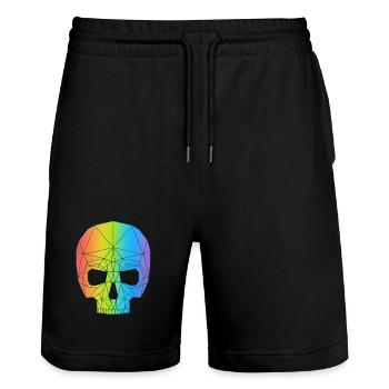 Skull in color - Stanley/Stella Trainer Unisex Organic Jogging Shorts - black - Front - Nik (191cm) & Marisol (170cm)
