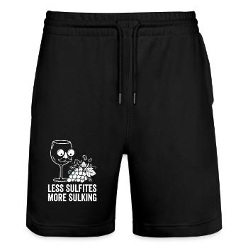 Less Sulfites More Sulking Wine Quote - Stanley/Stella Trainer Unisex Organic Jogging Shorts - black - Front - Nik (191cm) & Marisol (170cm)