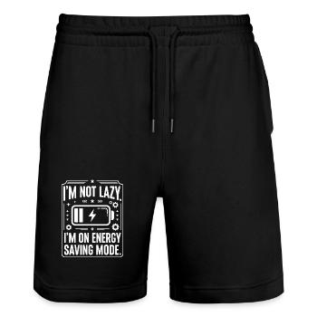 Power Saving Mode: Not Lazy - Stanley/Stella Trainer Unisex Organic Jogging Shorts - black - Front - Nik (191cm) & Marisol (170cm)
