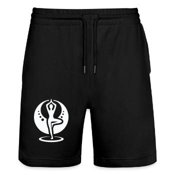 Yoga Silhouette im Mondkreis - Stanley/Stella Unisex Bio Joggingshorts Trainer  - Schwarz - Vorne - Nik (191cm) & Marisol (170cm)