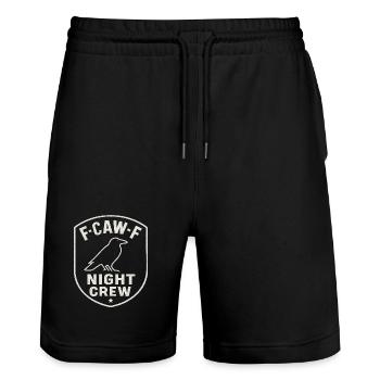 F-Caw-F Night Crew Raven Crow Humor Night Shift - Stanley/Stella Trainer Unisex Organic Jogging Shorts - black - Front - Nik (191cm) & Marisol (170cm)