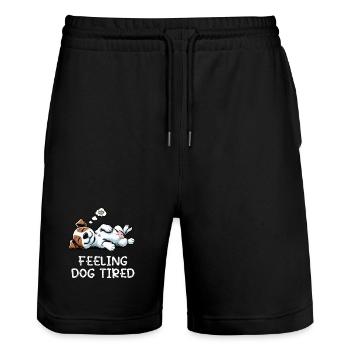 Feeling Dog Tired Jack Russel terrier Jack russel - Stanley/Stella Trainer Unisex Organic Jogging Shorts - black - Front - Nik (191cm) & Marisol (170cm)