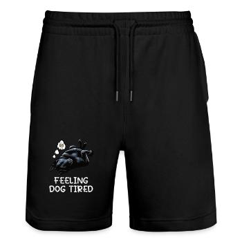 Propriétaire de berger noir fatigué par le chien - Short de jogging bio TRAINER Stanley/Stella unisexe - noir - Devant - Nik (191cm) & Marisol (170cm)