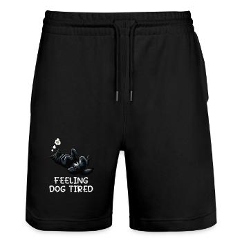 Propriétaire de berger noir fatigué par le chien - Short de jogging bio TRAINER Stanley/Stella unisexe - noir - Devant - Nik (191cm) & Marisol (170cm)