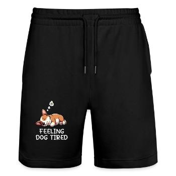 Feeling Dog Tired Corgi Corgis Welsh Corgi - Stanley/Stella Trainer Unisex Organic Jogging Shorts - black - Front - Nik (191cm) & Marisol (170cm)