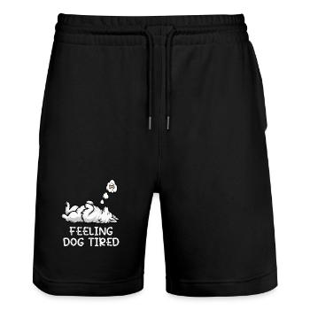 Feeling Dog Tired White Shepherd Dog - Stanley/Stella Trainer Unisex Organic Jogging Shorts - black - Front - Nik (191cm) & Marisol (170cm)