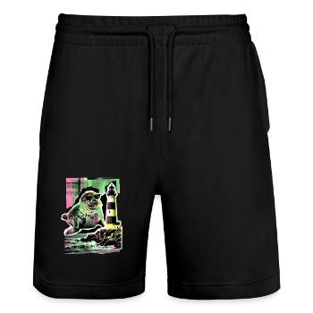 Cool seal North Sea Baltic Sea - Stanley/Stella Trainer Unisex Organic Jogging Shorts - black - Front - Nik (191cm) & Marisol (170cm)