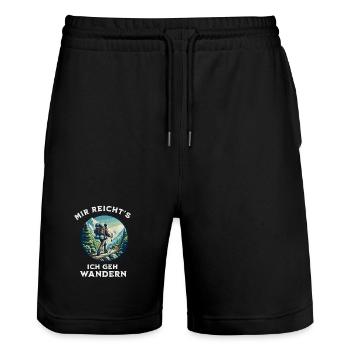  Wandern Ich Geh Wandern  - Stanley/Stella Unisex Bio Joggingshorts Trainer  - Schwarz - Vorne - Nik (191cm) & Marisol (170cm)