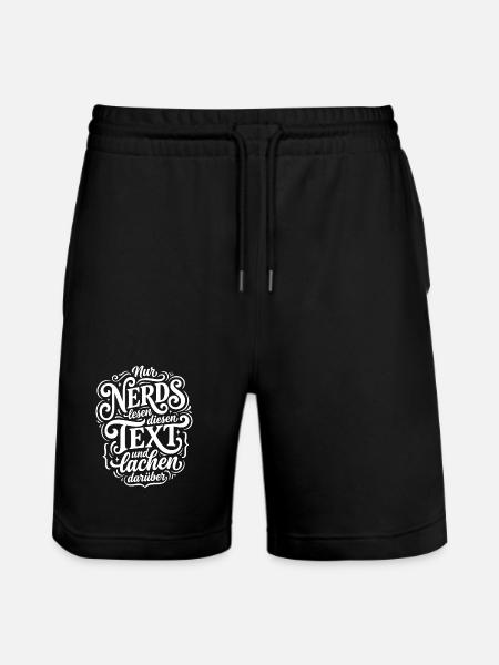Nerd liest Text Humor Spruch - Stanley/Stella Unisex Bio Joggingshorts Trainer  - Schwarz