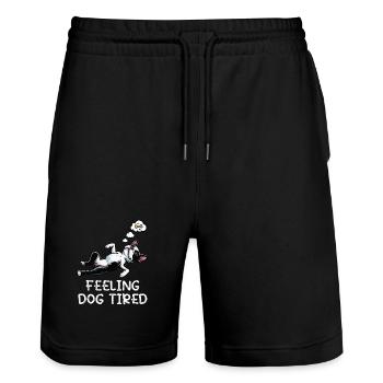 Feeling Dog Tired Boston Terrier Bostie Owner - Stanley/Stella Trainer Unisex Organic Jogging Shorts - black - Front - Nik (191cm) & Marisol (170cm)