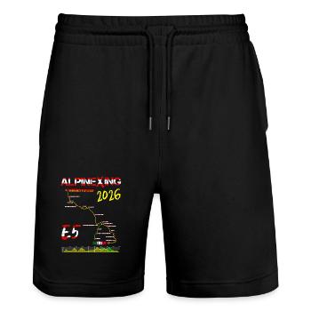 E5 Oberstdorf Meran 2026 - Stanley/Stella Unisex Bio Joggingshorts Trainer  - Schwarz - Vorne - Nik (191cm) & Marisol (170cm)