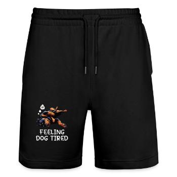 Se sentir fatigué par le chien Propriétaire de rottweiler - Short de jogging bio TRAINER Stanley/Stella unisexe - noir - Devant - Nik (191cm) & Marisol (170cm)