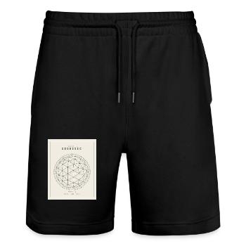 Geodesische Sphäre Geometrie Muster - Stanley/Stella Unisex Bio Joggingshorts Trainer  - Schwarz - Vorne - Nik (191cm) & Marisol (170cm)