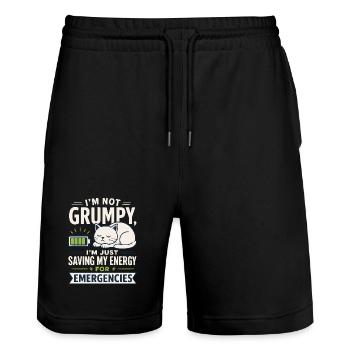 Cat energy for emergencies - Stanley/Stella Trainer Unisex Organic Jogging Shorts - black - Front - Nik (191cm) & Marisol (170cm)